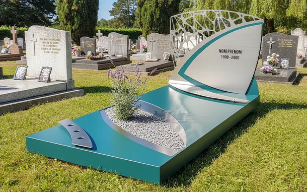 Photo d'un monument funéraire moderne en acier