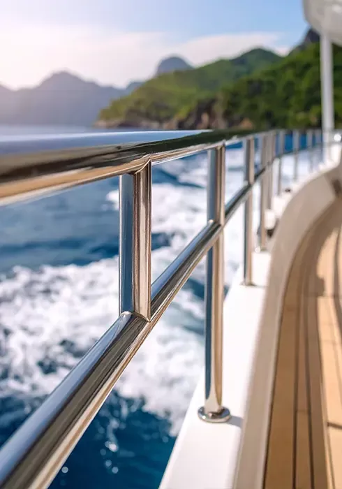 Main courante en inox pour bateau