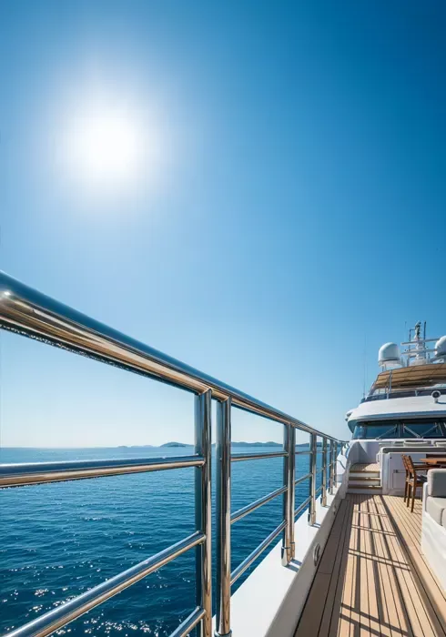 Garde-corps en inox sur yacht