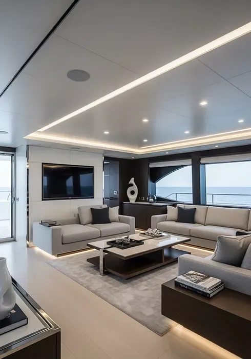 Agencement naval et finitions haut de gamme Salon Yacht